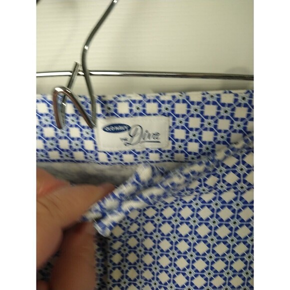 $ Old Navy Diva Blue White Diamond Flat Pocket Cropped Capri Button Pants Size14 - Picture 7 of 13